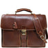 The Floto Novella leather briefcase is a men's attache business bag that is handcrafted in Italy. This is the Novella Brief in Vecchio Brown.